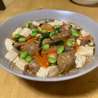 息子が1人で食べ尽くした❤️肉団子、豆腐のうま煮